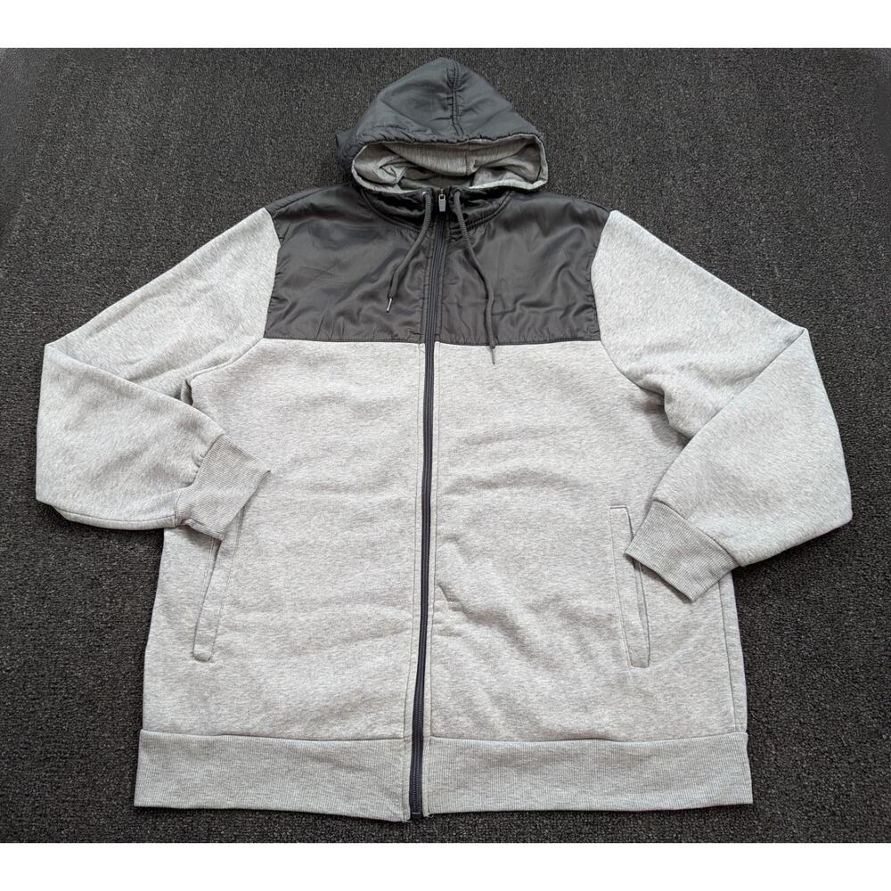 Pony Vintage Mens Full Zip Gray Hooded Sweatshirt Jacket W/Pockets Size XL